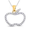 Diamond Apple Outline Pendant 1/5 Cttw 10kt Yellow Gold