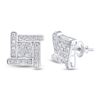 Sterling Silver Mens Diamond Square Earrings 1/8 Cttw Sterling Silver