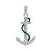 Image 1 : Blue Color Enhanced Diamond Nautical Anchor Pendant 1/10 Cttw Sterling Silver