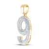 Image 2 : Mens Diamond Number 9 Charm Pendant 5/8 Cttw 10kt Yellow Gold