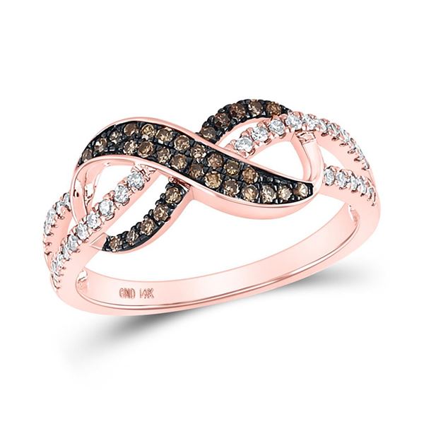 Brown Diamond Infinity Ring 1/3 Cttw 14kt Rose Gold