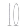 Image 1 : Diamond Hoop Earrings 2-1/2 Cttw 14kt White Gold