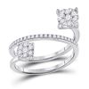 Image 1 : Diamond Spiral Cluster Ring 1/2 Cttw 14kt White Gold