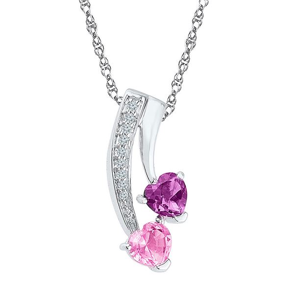 Heart Lab-Created Pink Sapphire Heart Pendant 7/8 Cttw Sterling Silver