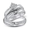 Image 1 : His Hers Diamond Cluster Matching Wedding Set 1/2 Cttw 10kt White Gold