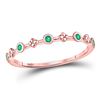 Image 1 : Emerald Dot Flower Stackable Band Ring 1/12 Cttw 10kt Rose Gold