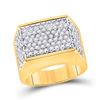 Image 1 : Mens Diamond Flat Top Cluster Ring 2-3/4 Cttw 10kt Yellow Gold