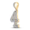 Image 2 : Mens Diamond Number 4 Charm Pendant 1-3/8 Cttw 10kt Yellow Gold