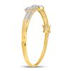 Image 3 : Diamond Triple Cluster Bangle Bracelet 1-1/4 Cttw 14kt Yellow Gold