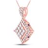 Image 2 : Diamond Offset Square Cluster Pendant 1/2 Cttw 14kt Rose Gold
