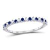 Image 1 : Blue Sapphire Diamond Stackable Band Ring 1/5 Cttw 10kt White Gold