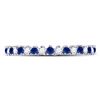 Image 2 : Blue Sapphire Diamond Stackable Band Ring 1/5 Cttw 10kt White Gold