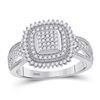 Image 1 : Diamond Square Cluster Ring 1/4 Cttw 10kt White Gold