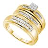 Image 1 : His Hers Diamond Cluster Matching Wedding Set 1/2 Cttw 14kt Yellow Gold