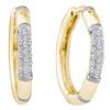 Image 1 : Diamond Cluster Hoop Earrings 1/6 Cttw 14kt Yellow Gold