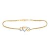 Image 1 : Diamond Triple Heart Chain Bracelet 1/10 Cttw 10kt Yellow Gold