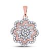 Image 1 : Diamond Flower Cluster Pendant 1/5 Cttw 10kt Rose Gold