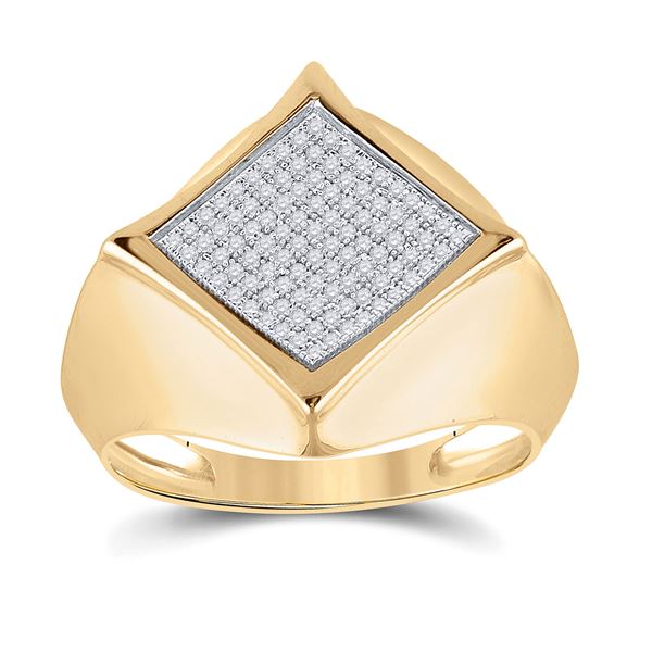 Mens Diamond Offset Square Ring 1/3 Cttw 10kt Yellow Gold