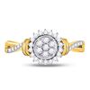 Image 2 : Diamond Circle Flower Cluster Ring 1/3 Cttw 10kt Yellow Gold