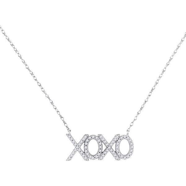 Diamond XOXO Hugs Kisses Letter Necklace 1/5 Cttw 10kt White Gold