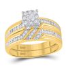 Image 2 : His Hers Diamond Solitaire Matching Wedding Set 1/3 Cttw 10kt Yellow Gold