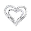 Image 1 : Diamond Double Nested Heart Pendant 1/4 Cttw 10kt White Gold