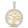 Image 1 : Mens Diamond Tree of Life Circle Charm Pendant 3/4 Cttw 10kt Yellow Gold