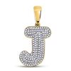 Image 1 : Mens Diamond Initial J Letter Charm Pendant 1/2 Cttw 10kt Yellow Gold