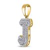 Image 2 : Mens Diamond Initial J Letter Charm Pendant 1/2 Cttw 10kt Yellow Gold