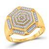 Image 1 : Mens Diamond Hexagon Cluster Ring 1/3 Cttw 10kt Yellow Gold