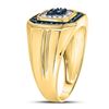 Image 3 : Mens Blue Color Enhanced Diamond Square Ring 5/8 Cttw 10kt Yellow Gold