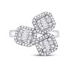 Image 2 : Baguette Diamond Triple Square Cluster Ring 5/8 Cttw 14kt White Gold