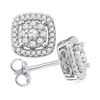 Image 1 : Diamond Framed Square Cluster Earrings 1/2 Cttw 10kt White Gold