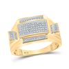 Image 1 : Mens Diamond Rectangle Cluster Ring 1/4 Cttw 10kt Yellow Gold