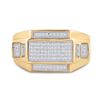 Image 2 : Mens Diamond Rectangle Cluster Ring 1/4 Cttw 10kt Yellow Gold