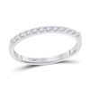 Image 1 : Pave-set Diamond Single Row Wedding Band 1/4 Cttw 14kt White Gold