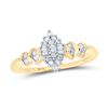 Image 1 : Diamond Marquise-shape Cluster Ring 1/4 Cttw 10kt Yellow Gold