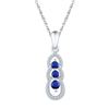 Image 1 : Lab-Created Blue Sapphire 3-stone Pendant 1/2 Cttw 10kt White Gold