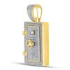 Image 2 : Mens Diamond Bank Safe Vault Charm Pendant 1-1/3 Cttw 10kt Yellow Gold