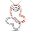 Image 1 : Diamond Moving Twinkle Butterfly Bug Pendant 1/10 Cttw 10kt Rose Gold