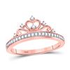 Image 1 : Diamond Crown Tiara Band Ring 1/6 Cttw 10kt Rose Gold