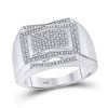 Image 1 : Sterling Silver Mens Diamond Cluster Ring 1/5 Cttw Sterling Silver