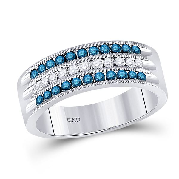 Blue Color Enhanced Diamond Band Ring 1/2 Cttw 10kt White Gold