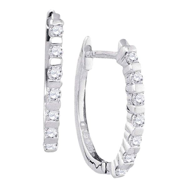 Diamond Hoop Earrings 1/4 Cttw 10kt White Gold