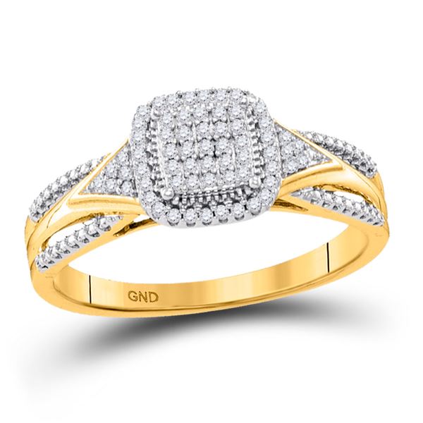 Diamond Cluster Bridal Wedding Engagement Ring 1/6 Cttw 10kt Yellow Gold