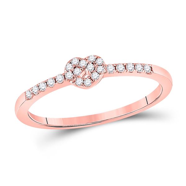 Diamond Heart Knot Stackable Band Ring 1/8 Cttw 10kt Rose Gold