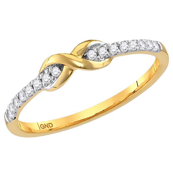 Diamond Infinity Stackable Band Ring 1/10 Cttw 14kt Yellow Gold
