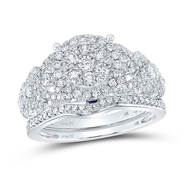 Diamond Bridal Wedding Ring Band Set 1 Cttw 14kt White Gold