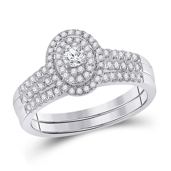 Diamond Bridal Wedding Ring Band Set 1/2 Cttw 10kt White Gold