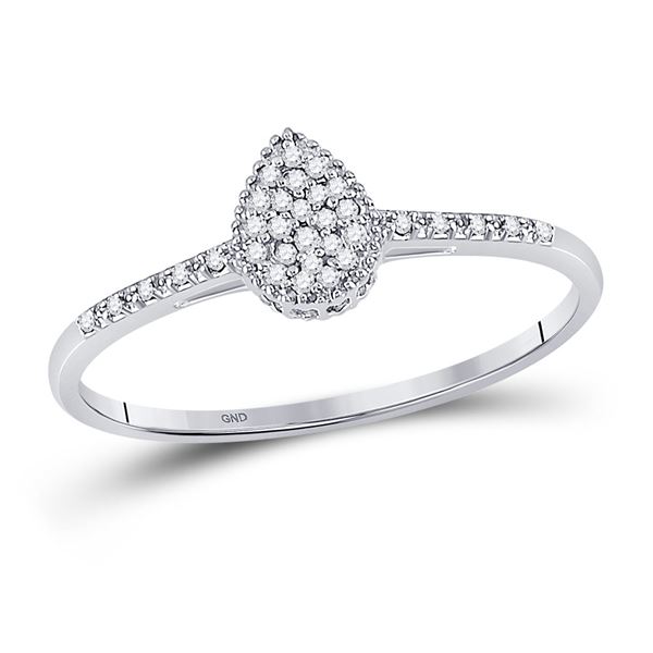 Diamond Teardrop Cluster Ring 1/20 Cttw 10kt White Gold
